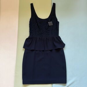 Elegant Dark Blue Lace Peplum Dress